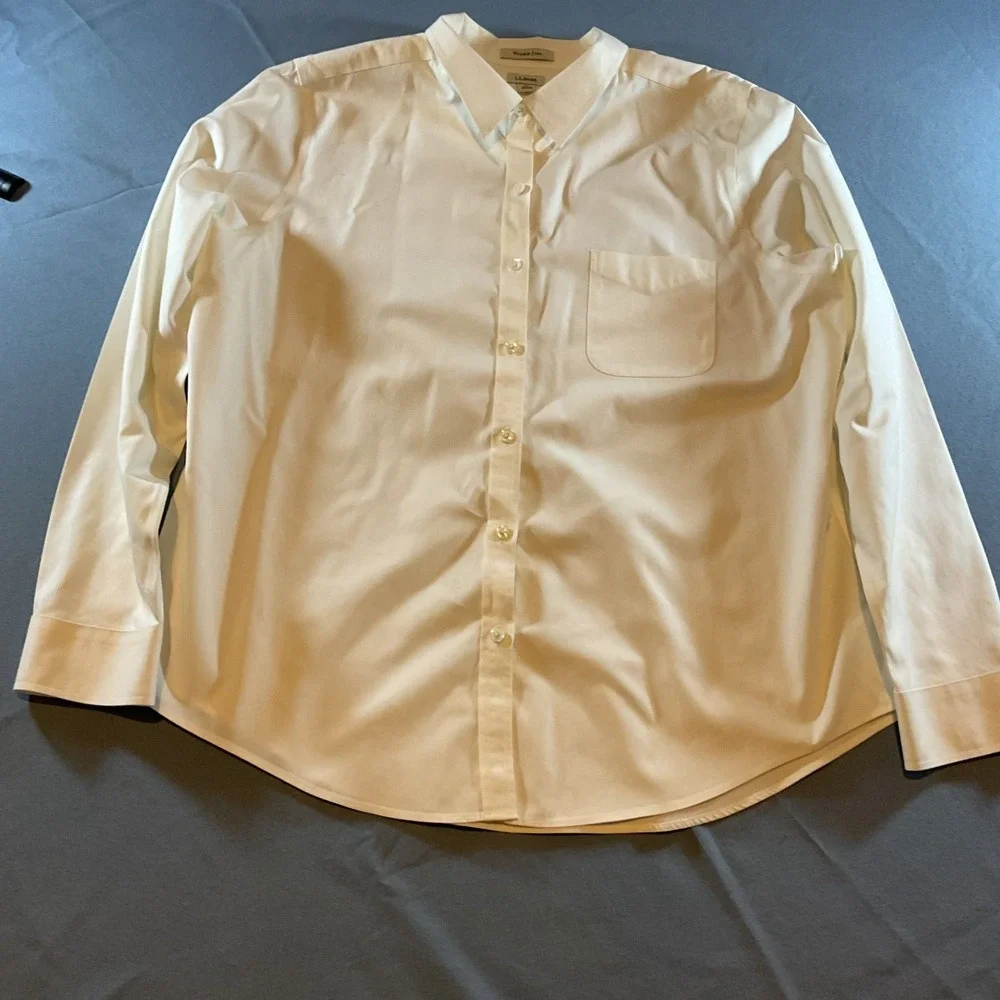 LL Bean Wrinkle Free Button Down Shirt Mens XL White Long Sleeve Classic Fit